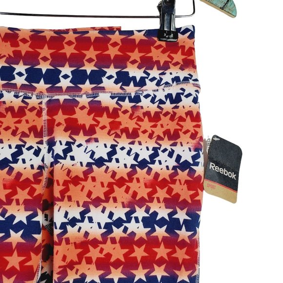 Reebok Sport Capri Cotton Stretch All-over-print Stars Leggings, Sz S, NWT - Picture 3 of 8
